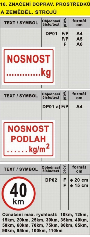 Značení doprav. prostředků a zeměděl. strojů